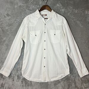 Guess White Stripe Long Sleeve Pearl Snap Western Shirt Womens Size Small
